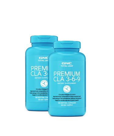GNC Total Lean Premium CLA 3-6-9 | Supports Cardiovascular and Joint Health | Twin Pack | 120 Softgels per Bottle