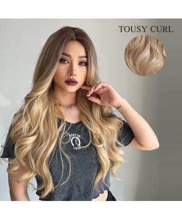 Esmee Long Curly Blonde Wig for Women - Natural Synthetic Heat-Resistant Hair for Daily Party & Cosplay - Brown Ombre Blonde - Buy Online on GoSupps.com