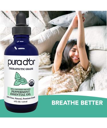 PURA D'OR (4oz) Lemon & Peppermint 100% Pure Therapeutic Grade Essential Oils Bundle for Aromatherapy Skin Care Energy Focus Breathing - Buy Online on GoSupps.com