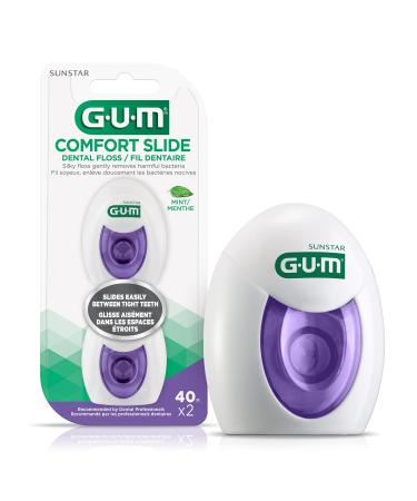 GUM Comfort Slide Dental Floss 2x40M 40.00 m (Pack of 2) Comfort Slide Floss