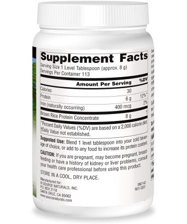 Source Naturals Brown Rice Protein 32 oz - Vegan & Non-GMO 2 lb Powder - Buy Online on GoSupps.com