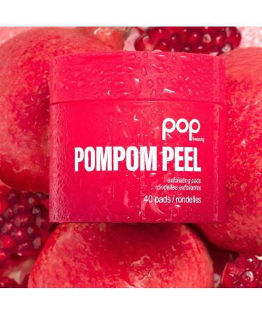 POMPOM Peel - 40 Exfoliating Peel Pads for Renewing Purifying & Brightening Skin | Pomegranate Witch Hazel Glycolic Acid | Uncomplicated Skincare - Buy Online on GoSupps.com