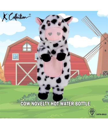 K Collection Cow Design 3D Novelty Hot Water Bottle with Plush Cover - Premium Natural Rubber - Black/White HWB - Buy Online on GoSupps.com