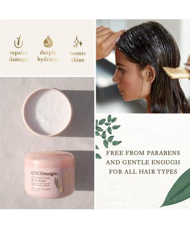Cocomagic Coconut Oil Hair Mask - Repairs Damage, Prevents Frizz, Restores Shine - Protein Rich, Extra Hydrating - Paraben Free, Cruelty Free - Made in USA (8 oz) - Buy Online on GoSupps.com