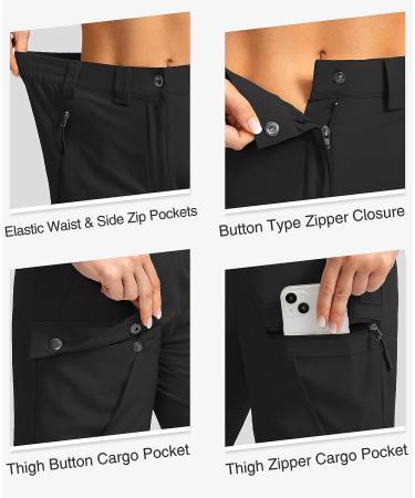 Women's Quick Dry Lightweight Hiking Cargo Shorts - Black, Size Large | Zipper Pockets for Golf, Walking & Casual Wear - Buy Online on GoSupps.com