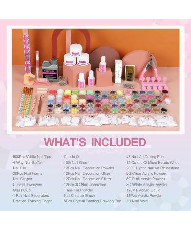 Beginner Acrylic Nail Kit with Glitters, Decoration Powders, Manicure Tools - Coscelia DIY Professional Nail Art Set - Buy Online on GoSupps.com