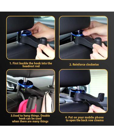 VIILICH 2-in-1 Car Headrest Hook & Smartphone Holder - Multifunctional Rear Seat Organizer (Blue) for International Shipping - Buy Online on GoSupps.com