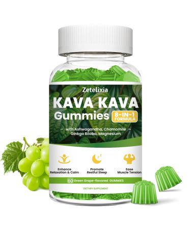 Kava Kava Gummies Kava Kava Root Extract Supplement with Kavalactones Calm Gummies for Stress Relief & Better Sleep Kava Supplement for Women & Men Sugar Free Vegan Non-GMO 60 Count 60 Count (Pack of 1)