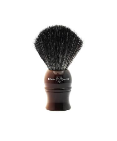Edwin Jagger 1EJ332SYN Classic Black Synthetic Fibre Eco-Friendly Vegan Exfoliating Shaving Brush for Shaving Cream or Shaving Soap for Men and Women (Imitation Light Horn)
