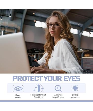 3-Pack Fashion Oversized Blue Light Reading Glasses for Women - Spring Hinge Cat Eye Style Anti Eyestrain Mix Colors 1.5x - Buy Online on GoSupps.com