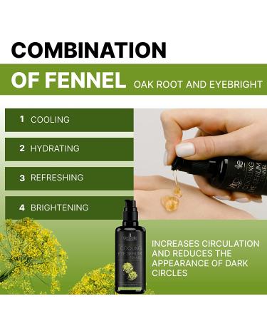 Vitavelle Cooling Eye Serum for Dark Circles & Puffiness - Anti Aging Hydrating Formula with Fennel Extract - 50ml - Buy Online on GoSupps.com