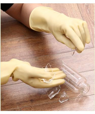 Long Beige Rubber Household Gloves | Reusable Cleaning & Garden Gloves | Durable Flushing & Car Wash Gloves (Size L) - Buy Online on GoSupps.com
