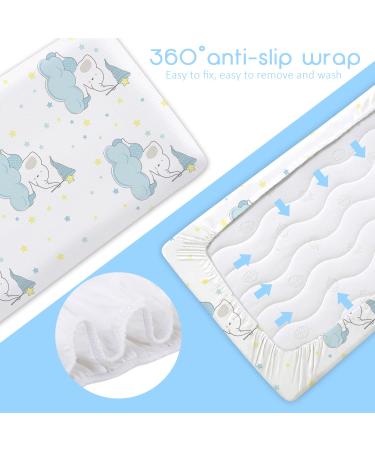Hocaies 100% Cotton Stroller Mattress Cover & Clamping Sheet for Baby - Fits 78x36cm/80x40cm Moses Baskets | Elephant Design - Buy Online on GoSupps.com