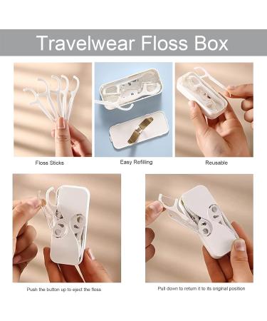 Pop-up Floss Box Dental Floss Dispenser Refillable Floss Box(1 pack Home Floss Dispenser +1 pack Travel Floss Dispenser + 112 Pcs Floss Sticks) - Buy Online on GoSupps.com