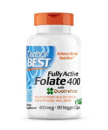 Doctor's Best Fully Active Folate 400 with Quatrefolic 400 mcg 90 Veggie Caps