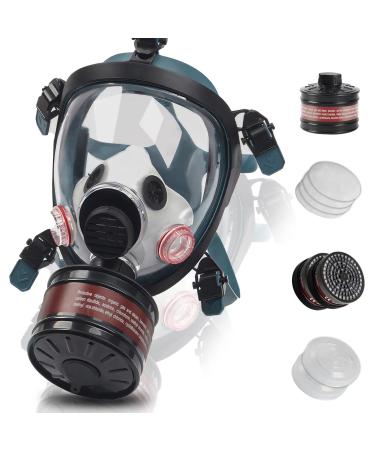 HANUU Gas Mask Gas Masks Survival Nuclear and Chemical with 40mm Activated Carbon Filter Tactical Full Face Respirator Mask for Gases Dust Vapors Chemicals Paint Spray