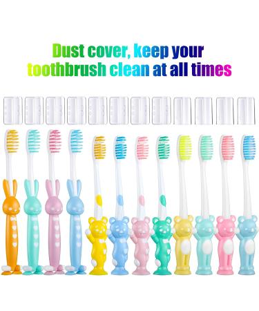 12-Piece Kids Toothbrush Set for Ages 3+ | Soft Bristles, Cute Colors, Suction Cup for Storage - Buy Online on GoSupps.com