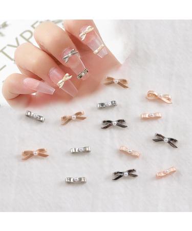 3D Bow Nail Charms 40PCS Gold Silver Bow Tie Pearl Nail Art Charms Nail Rhinestones Gems Nail Art Bows for Nail Art Design Decorations DIY Crafts Jewelry Accessories (Pattern C) - Buy Online on GoSupps.com