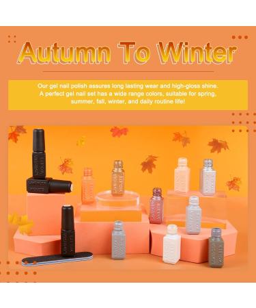 Lavender Violets 13 Pcs Gel Nail Polish Set Grey Glitter Rose Gold Colour Matching Bottle All Season Gifts For Women UV LED Soak Off With Base Coat Matte n No Wipe Top Coat Nail File Manicure F653 Maple Leaf - Buy Online on GoSupps.com
