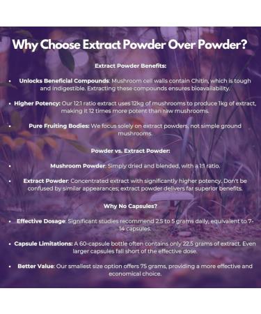 M GU MUSHROOMS Neuro Fuel Lion's Mane Extract Powder 12x Strength High Strength Pure Organic Dual Extract 12:1 Supports Cognitive Function Memory & Focus 75g (30 Servings) - Buy Online on GoSupps.com