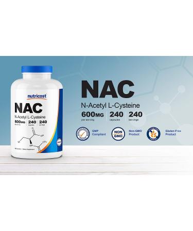 Nutricost N-Acetyl L-Cysteine (NAC) 600mg - 240 Vegan Capsules | Non-GMO & Gluten Free - Buy Online on GoSupps.com