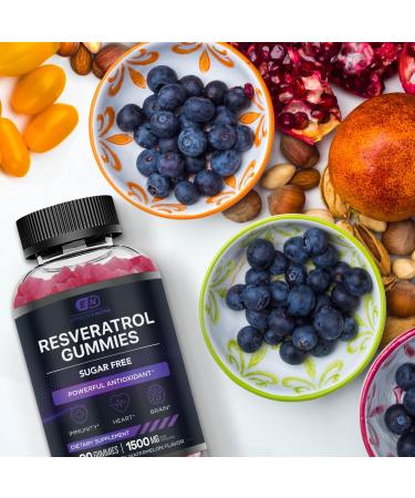 EFFECTIVE NUTRA Resveratrol Gummies 1500mg | Sugar-Free Supplement for Antioxidant Support Immunity Heart Health and Brain Function | 45-Day Supply Natural Berry Flavor Made in USA (90 Count) - Buy Online on GoSupps.com