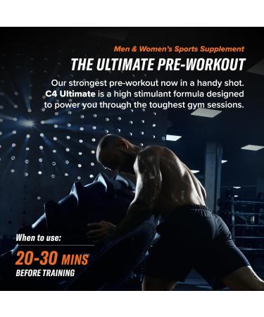 C4 Ultimate Pre-Workout Shot | Tutti Frutti Flavour Energy Shots 12 x 60ml Bottles | Sugar Free Pre-Workout Shot with 200mg Caffeine 2000mg L-Citrulline 2000mg Beta Alanine 800mg Betaine - Buy Online on GoSupps.com