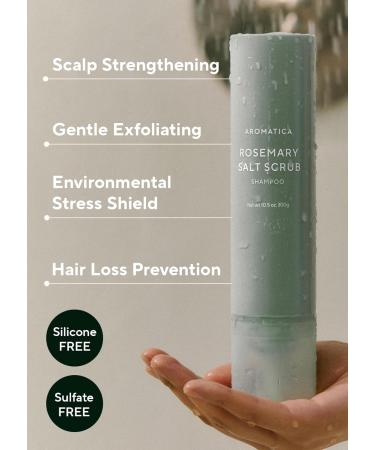 AROMATICA Rosemary Salt Scrub Shampoo Hair Loss Shampoo with Rosemary Scalp Oil Scalp Exfoliator with Salt Scrub for Oily Scalp | Sulfate Free - 10.5 Oz - Buy Online on GoSupps.com