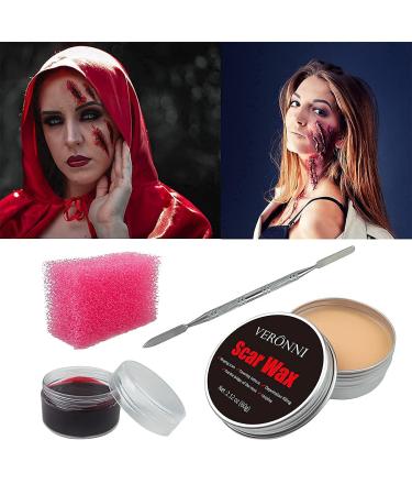VERONNI 6PCS SFX Makeup Kit - Halloween Face Body Paint Oil with Special Effects Wound Scar Wax, Fake Scab Blood, Brushes, Sponge - Buy Online on GoSupps.com