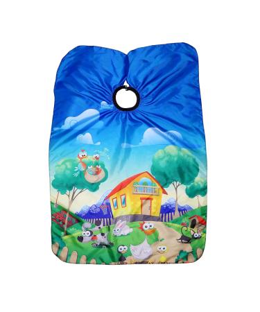 Faletony Children's Haircut Cloak - Waterproof Adjustable Snap Lock Happy Farm Design for Easy Styling & Cutting - Buy Online on GoSupps.com