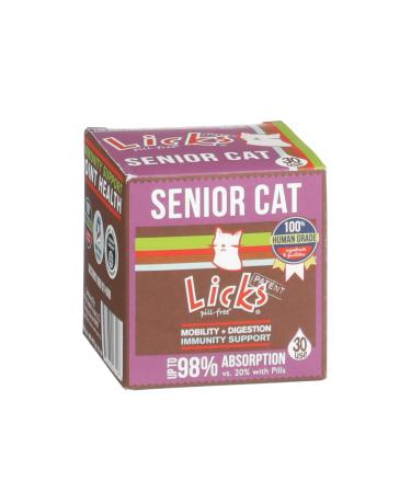 Licks Pill Free Senior Cat - Joint Support & Digestion Supplement for Senior Cats - Immunity Vitamins & Heart Health Supplements for Older Cats - Gel Packets 30-use