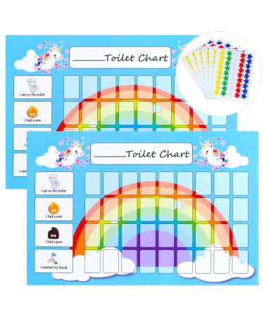 GWHOLE 2 Pack of Unicorn Potty Training & Toilet Training Reward Chart with 270 Star Stickers for Toddlers, Boys, Girls Blue