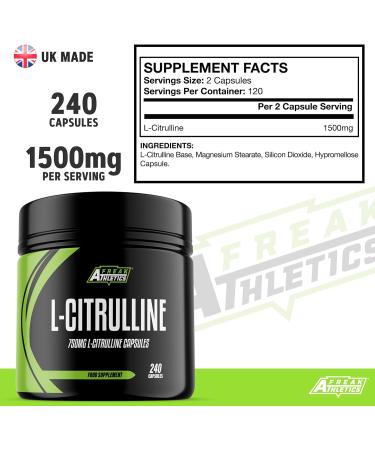 L-Citrulline 750mg Capsules - 1500mg Per Serving - Muscle Performance & Recovery - 240 Caps - Buy Online on GoSupps.com