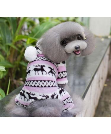 Ranphy Soft Velvet Reindeer Hoodie Sweater for Small Dogs & Cats - Cozy Jumpsuit for Male & Female Puppies - XXL Size (Back: 40cm Chest: 52cm) in Rose - Buy Online on GoSupps.com