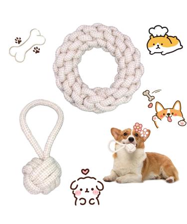 Dog toys Insmert from 100% natural hemp torn toys dog 2 -Set dog toy rope with knot ball toys dog play stuff for puppies large medium and small dogs for training