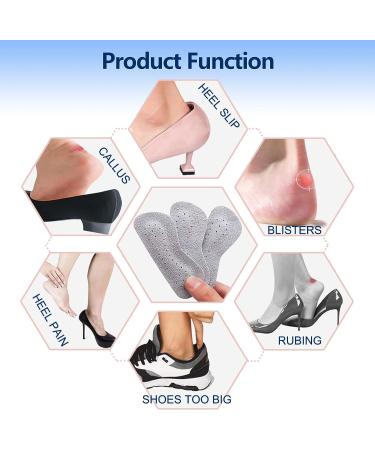 Premium Leather Heel Grips Pad - 4 Pieces | Prevent Heel Slip & Blister | Durable & Breathable | Improved Shoe Fit | Unisex (Grey) - Buy Online on GoSupps.com