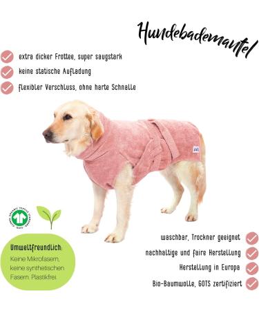 100% Organic Cotton Dog Bathrobe - Lills Extra Absorbent Wadder for Dogs | Pink S (50 cm Back Length) - Buy Online on GoSupps.com