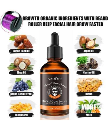 Beard Growth Kit With Derma Roller+Beard Oil For Men Natural Ingredients For Beard Growth Beard Moisturiser-Birthday Gifts For Men - Buy Online on GoSupps.com