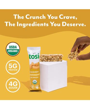 Tosi SuperBites Cashew Protein Bars (12 Pack) | Vegan & Gluten Free Snack Bar with Flax & Chia Seeds | Non-GMO & High Fiber - Buy Online on GoSupps.com