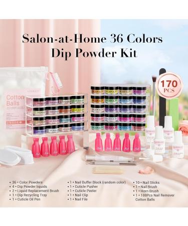 AZUREBEAUTY Summer Dip Powder Nail Kit | 36 Neon Bright Colors - DIY French Nail Art Set with Base Top Coat & Remover - Perfect for Home & Salon Use - Buy Online on GoSupps.com