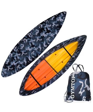 GYMTOP 7.8-18.2ft Waterproof 420D Thickened Kayak Canoe Cover- Outdoor Storage Dust Boat Cover UV Protection Sunblock Shield for Kayak/Canoe(Suitable for 10.8-12.2ft Kayak, Ocean Camo(420D Thickened)) Suitable for 10.8-12.2ft Kayak Ocean Camo(420D Thicken