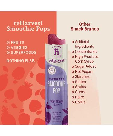 Re-Harvest Provisions Smoothie Pops 5 Pack - Frozen Fruit + Vegetables + Superfoods | Dairy-Free, Vegan, Gluten-Free | Anti-Inflammatory | Eco-Friendly | 1.6oz ea - Buy Online on GoSupps.com