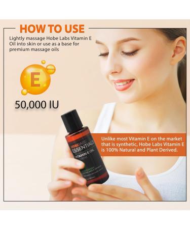 Hobe Labs Vitamin E Oil 2 oz - 50 000 IU Antioxidant Moisturizing Benefits for Healthier Skin | Buy Internationally - Buy Online on GoSupps.com