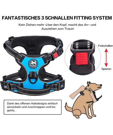 POPOT No Pull Dog Harness - Reflective Pet Vest for Training & Walking | Large Blue - Buy Online on GoSupps.com