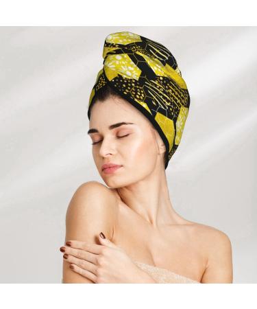 Geometric Bee Microfiber Hair Towel - Super Absorbent Coral Velvet Wrap for Women | Quick Dry for Long Curly & Thick Hair - Buy Online on GoSupps.com