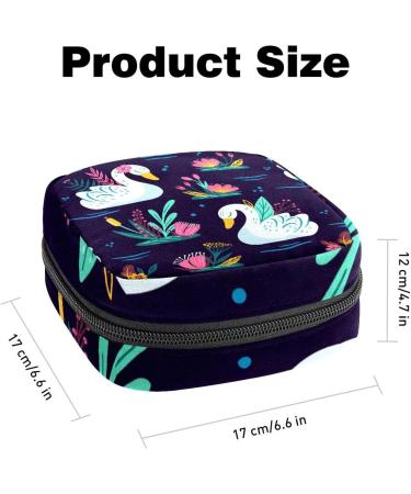 White Swan Floral Sanitary Napkin Storage Bag - Portable Period Pouch for Women & Teens - Multi-colored - Buy Online on GoSupps.com