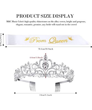 M&C Prom Queen Sash and Tiara Set - Crystal Rhinestone Bridal Crowns for Women and Girls - Buy Online on GoSupps.com