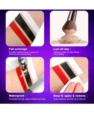 DE LANCI Halloween Scary Clown Makeup Kit - Complete SFX Face Paint Set with Black White Red Body Paint Washable Fake Blood Sponge & Brush for Creepy Clown Skull Vampire Zombie Looks - Buy Online on GoSupps.com