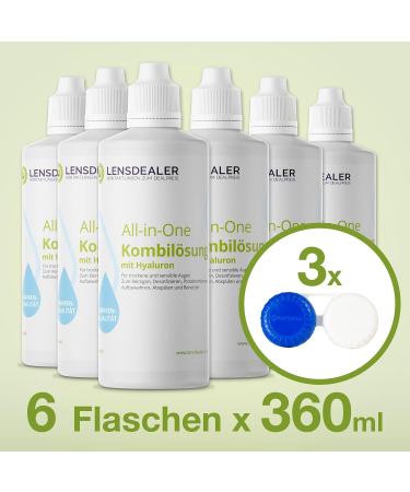 Buy Lensdeal Contact Lenses Fluid - Hyaluron All-in-One Solution 6 Bottles (360ml) & 6 Lens Containers for Soft Lenses - Buy Online on GoSupps.com