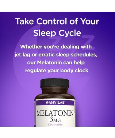 AMVILAB Melatonin 3mg Fast Dissolve Tablets Natural Sleep Support Maximum Strength Chewables Berry Flavor 90 Count Non-GMO Vegan Gluten-Free - Buy Online on GoSupps.com